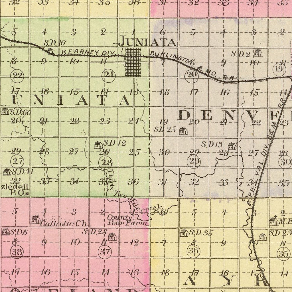 Vintage Map of Adams County, Nebraska 1885