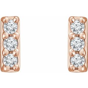 14K Rose Gold .05 CTW Lab-Grown Diamond Bar Earrings – image 2