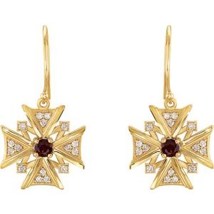 14K Yellow Gold Natural Mozambique Garnet & 1/3 CTW Natural Diamond Earrings – image 2