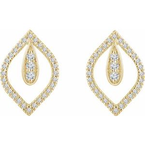 14K Yellow Gold 1/4 CTW Natural Diamond Freeform Earrings – image 2
