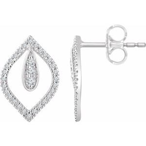 14K White Gold 1/4 CTW Natural Diamond Freeform Earrings