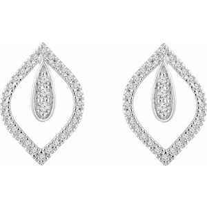 14K White Gold 1/4 CTW Natural Diamond Freeform Earrings – image 2