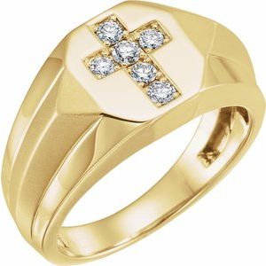 14K Yellow Gold 1/3 CTW Natural Diamond Cross Ring