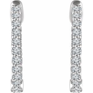 14K White Gold 1 CTW Natural Diamond Inside-Outside 20.1 mm Hoop Earrings – image 3