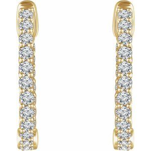 14K Yellow Gold 1 CTW Natural Diamond Inside-Outside 20.1 mm Hoop Earrings – image 3
