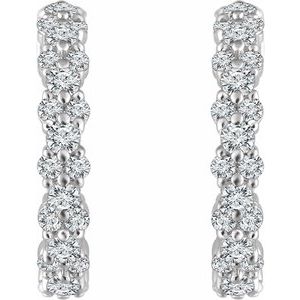 14K White Gold 5/8 CTW Natural Diamond Hoop Earrings – image 2