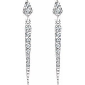 14K White Gold 1/4 CTW Natural Diamond Spike Earrings