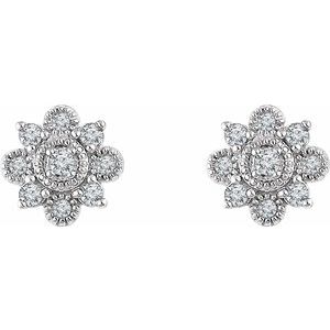14K White Gold 1/5 CTW Natural Diamond Vintage-Inspired Earrings