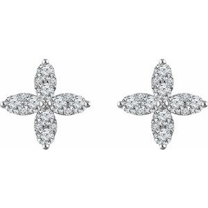 14K White Gold 1 1/4 CTW Natural Diamond Flower Earrings – image 2