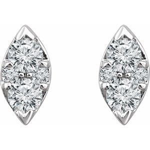 14K White Gold 1/5 CTW Natural Diamond Cluster Earrings – image 2