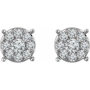 14K White Gold 1/4 CTW Natural Diamond Cluster Earrings – image 2