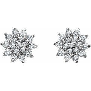 14K White Gold 1/2 CTW Natural Diamond Cluster Earrings – image 2