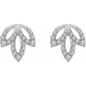 14K White Gold 1/4 CTW Natural Diamond Leaf Earrings