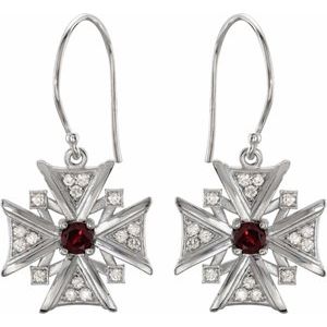 14K White Gold Natural Mozambique Garnet & 1/3 CTW Natural Diamond Earrings – image 2