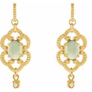 14K Yellow Gold Natural Peridot & .03 CTW Natural Diamond Earrings – image 2