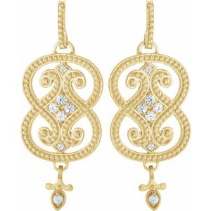 14K Yellow Gold 1/6 CTW Natural Diamond Vintage-Inspired Earrings – image 2