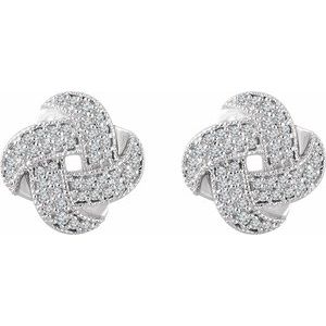 14K White Gold 1/3 CTW Natural Diamond Knot Earrings – image 2