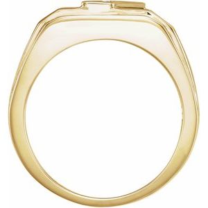 10K Yellow Gold Natural Black Onyx & 1/8 CTW Natural Diamond Bezel-Set Ring