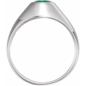 14K White Gold 6.5 mm Round Lab-Grown Emerald Ring