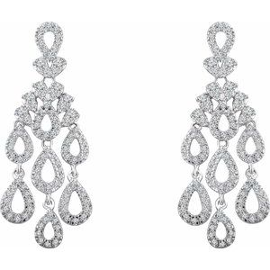 14K White Gold 7/8 CTW Natural Diamond Chandelier Earrings – image 2