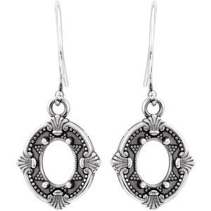 Sterling Silver 8x6 mm Oval 4-Prong Vintage-Inspired Earring Mounting – image 2
