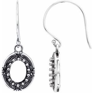 Sterling Silver 9x7 mm Oval Vintage-Inspired Earring Mounting