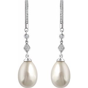 Accented Pearl Hoop Earrings