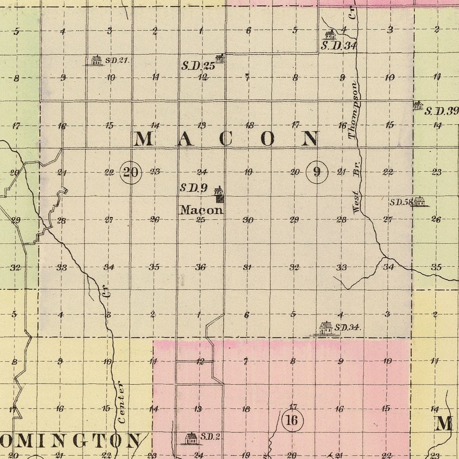 Vintage Map of Franklin County, Nebraska 1885