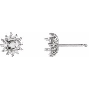 Sterling Silver 4.1 mm Round 4-Prong Halo-Style Earring Mounting