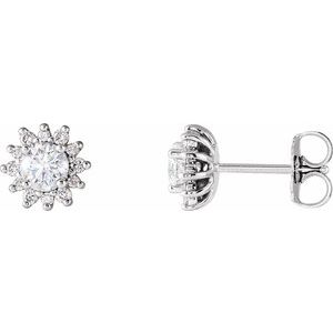 Platinum 1/2 CTW Natural Diamond Halo-Style Earrings