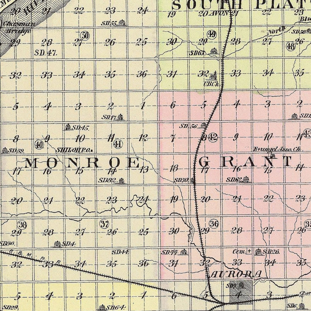 Vintage Map of Hamilton County, Nebraska 1885