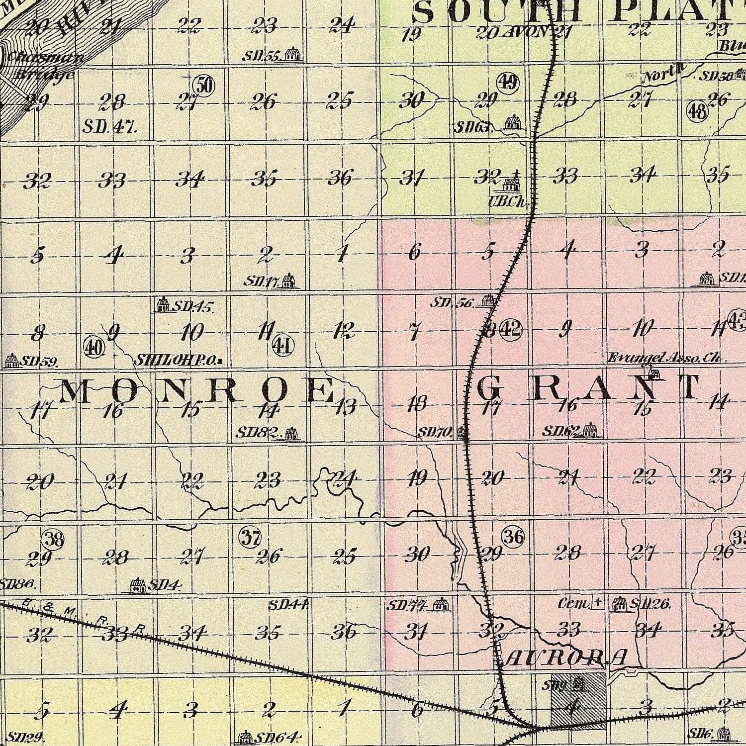 Vintage Map of Hamilton County, Nebraska 1885