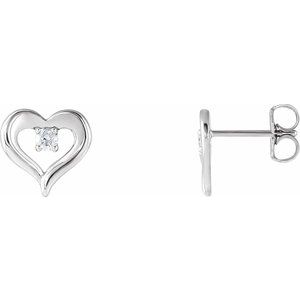 Platinum 1/10 CTW Natural Diamond Heart Earrings