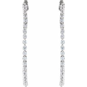 Sterling Silver Imitation White Cubic Zirconia Inside-Outside 38 mm Hoop Earrings – image 2