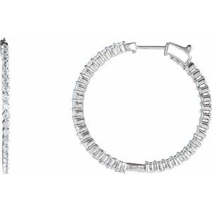 Sterling Silver Imitation White Cubic Zirconia Inside-Outside 42 mm Hoop Earrings