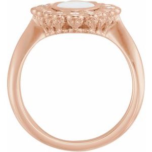 14K Rose Gold Natural White Opal & 1/6 CTW Natural Diamond Ring