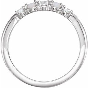 Sterling Silver Natural White Opal & 1/5 CTW Natural Diamond Stackable Ring