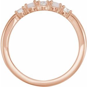 14K Rose Gold Natural White Opal & 1/5 CTW Natural Diamond Stackable Ring
