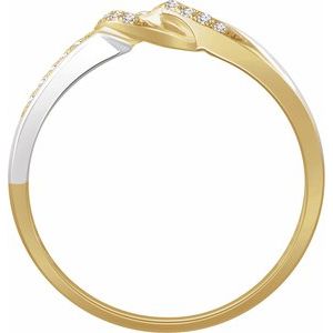 14K White/Yellow Gold 1/10 CTW Natural Diamond Negative Space Ring