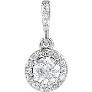14K White Gold 3/8 CTW Lab-Grown Diamond Halo-Style Pendant