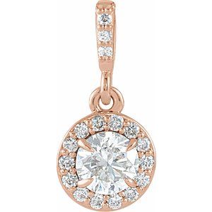 14K Rose Gold 3/8 CTW Lab-Grown Diamond Halo-Style Pendant