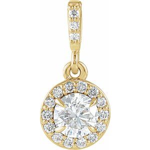 14K Yellow Gold 3/8 CTW Lab-Grown Diamond Halo-Style Pendant