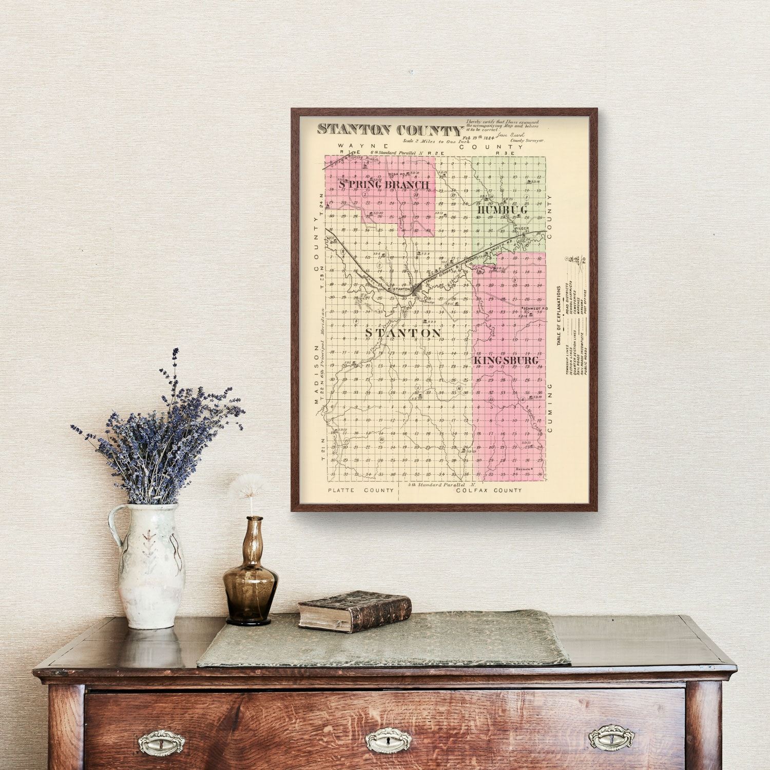 Vintage Map of Stanton County, Nebraska 1885