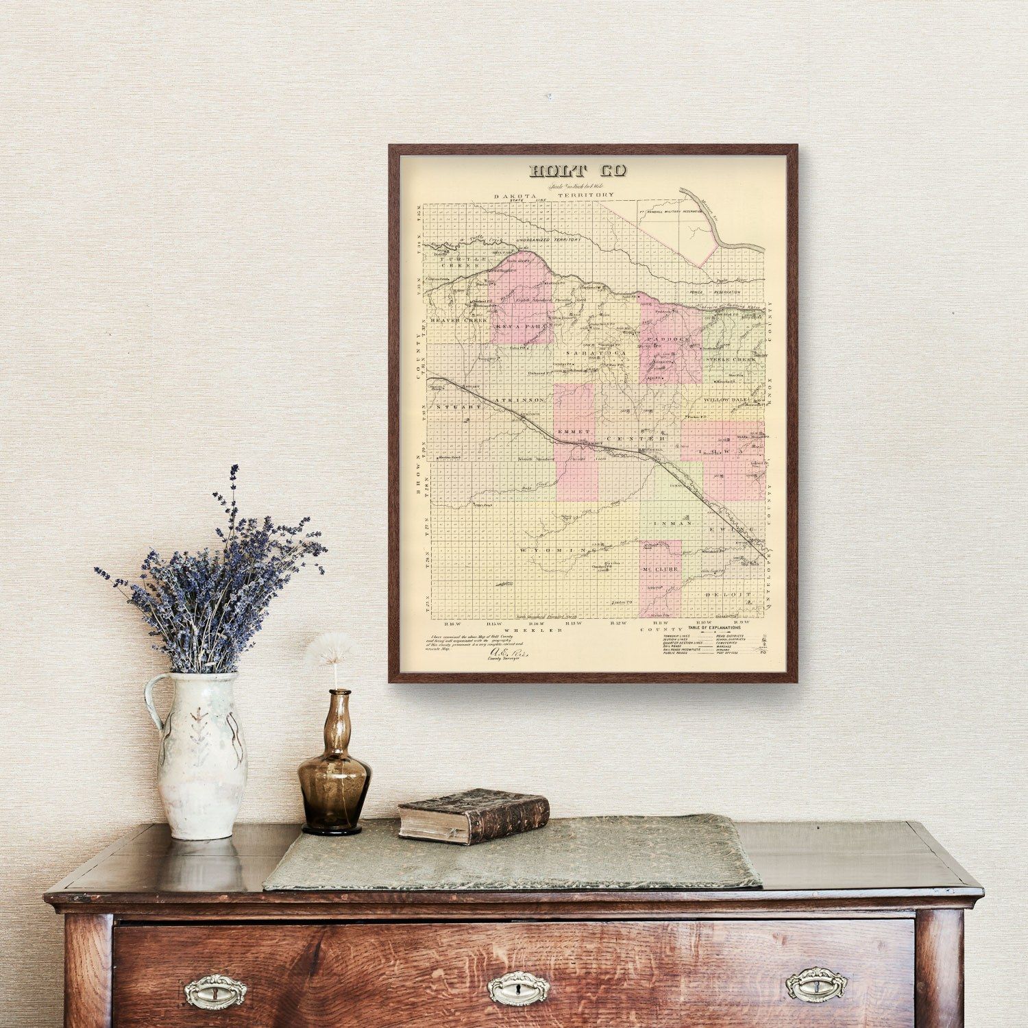 Vintage Map of Holt County, Nebraska 1885