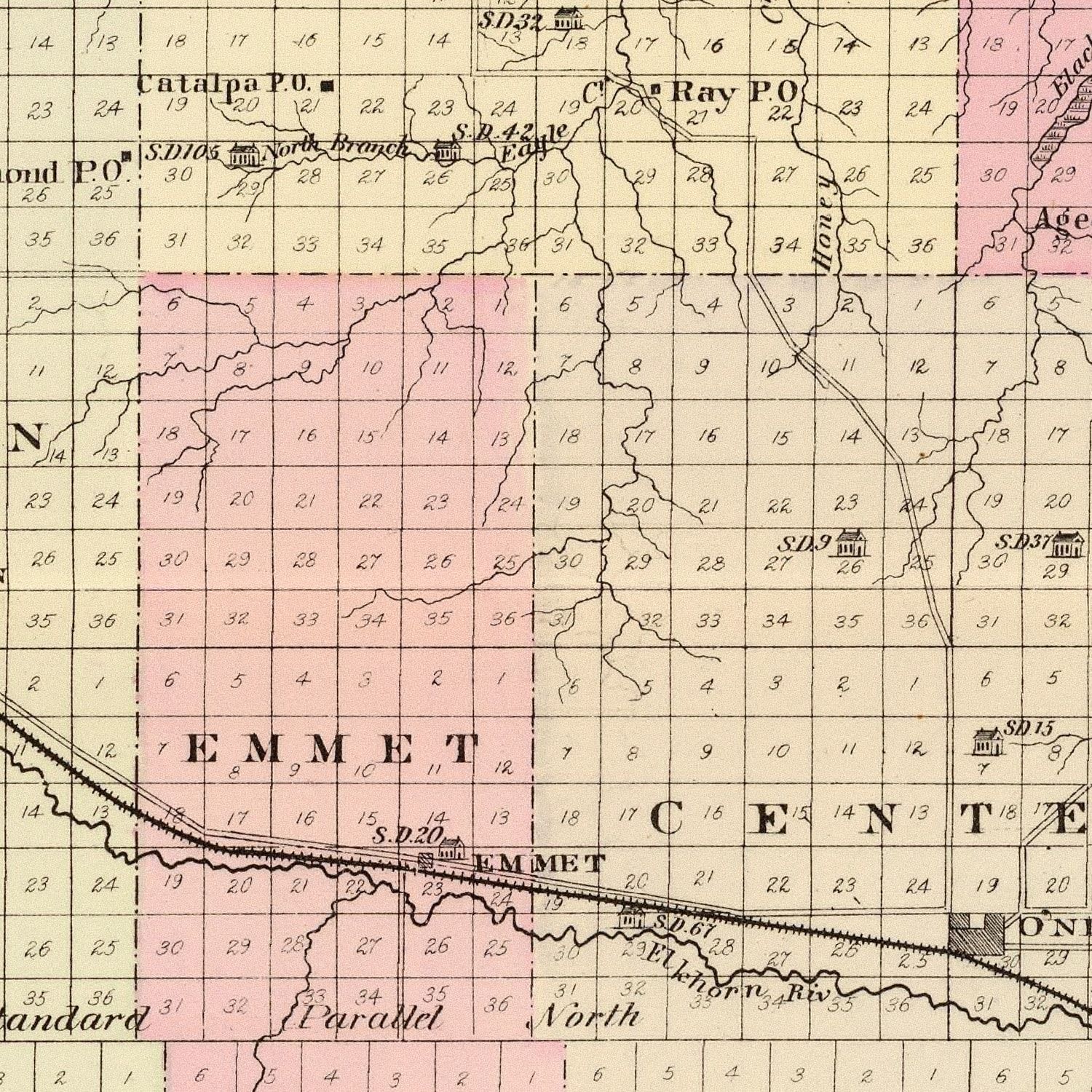 Vintage Map of Holt County, Nebraska 1885