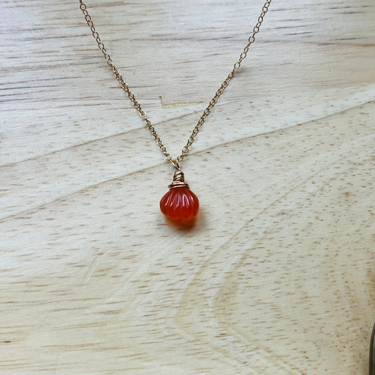 14k gold filled CARNELIAN SEA SHELL NECKLACE