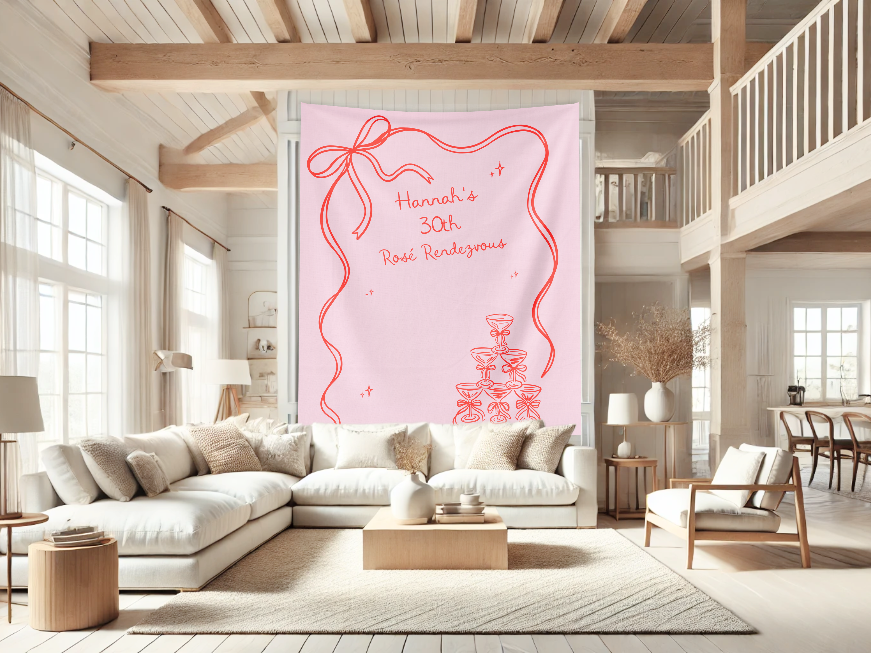 Bow & Champagne Custom Banner