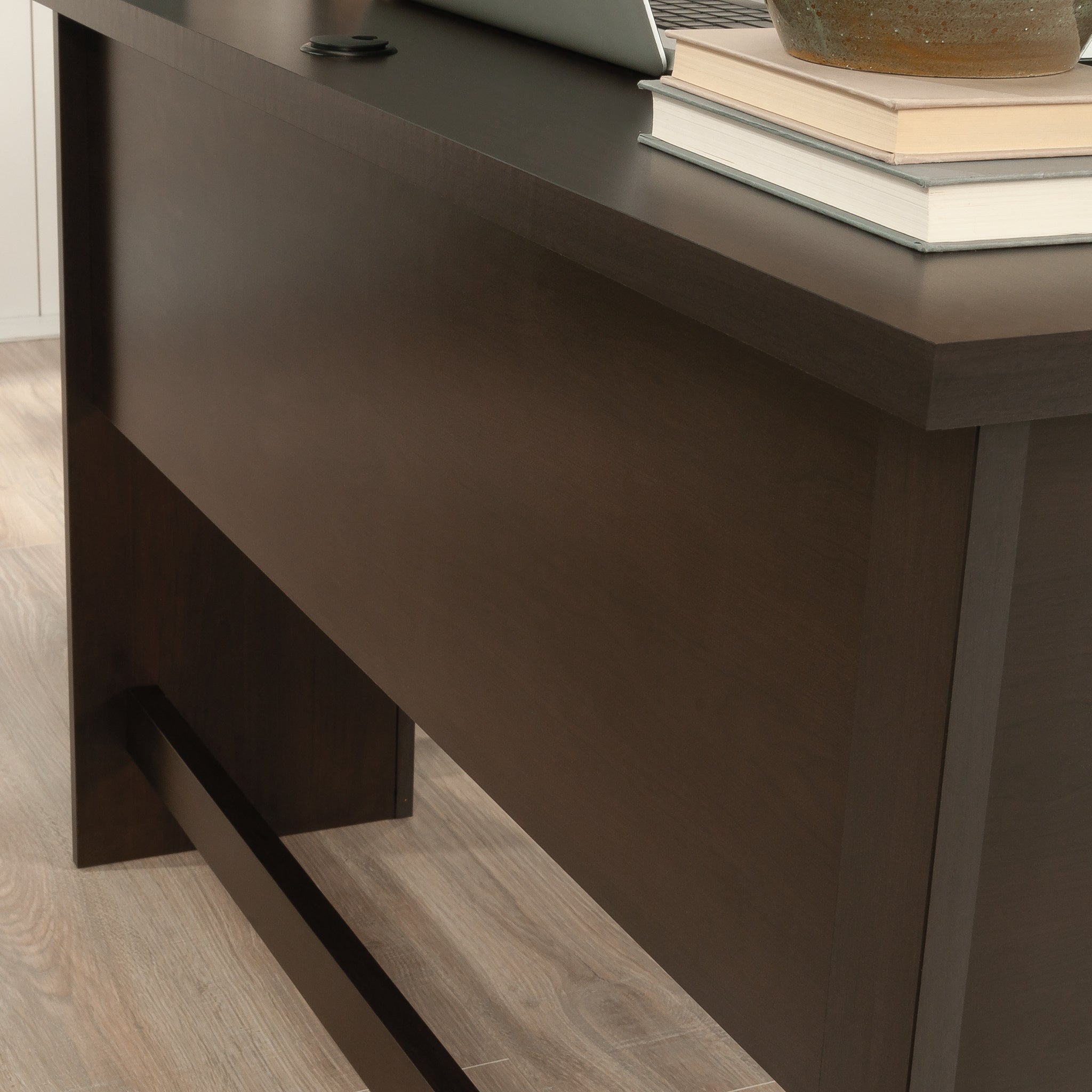 L-Shaped Desk, Brown finish