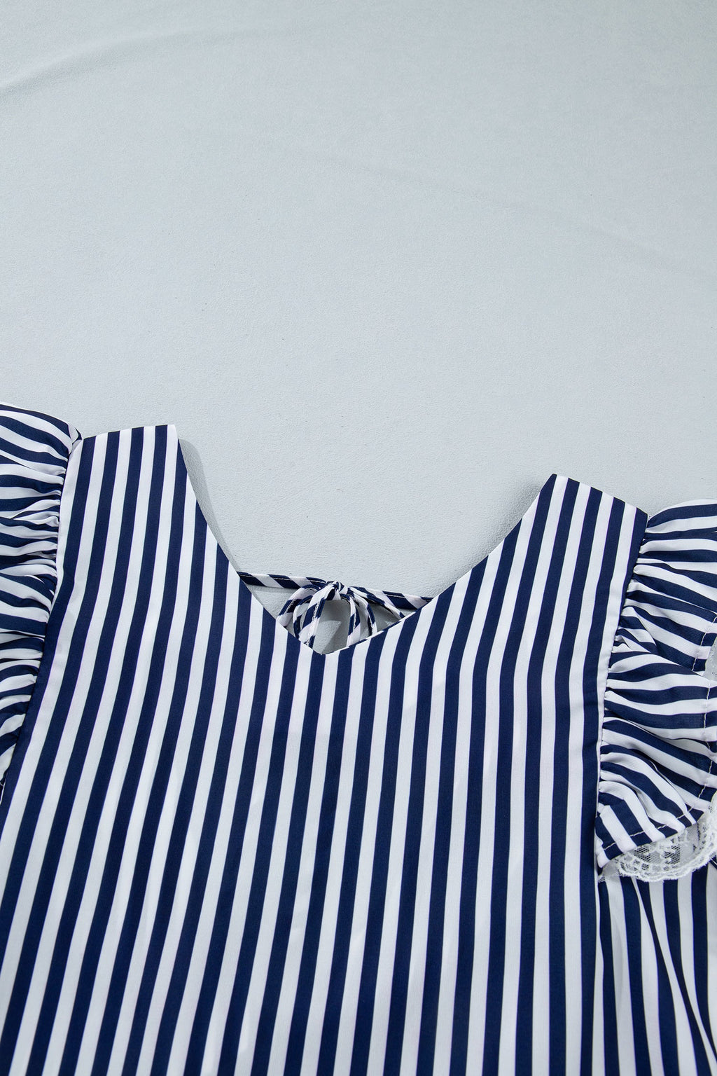 Stripe Lace Ruffle Trim V-Neck Tank Top