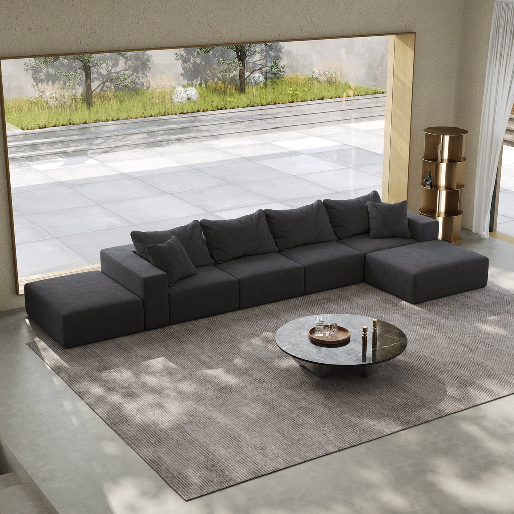 Oversized sponge cloud sofa,Modern Upholstered Sectional Sofa Couch Set,Modular 162' L Shaped Sectional Living Room Sofa Set With 6 Pillows,Free Combination Sofa Couch for Living Room,Bedroom